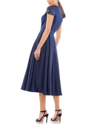 chinese dress ladies Beaded Midi Dress with Cap Sleeves 28997 – Sparkly Gowns main image 1