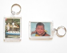 2 NEW PHOTO FRAME KEYCHAINS KEY CHAIN CLEAR TRANSPARENT PICTURE FRAME