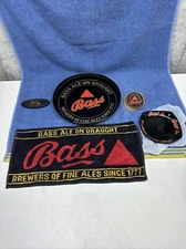 NOS BASS ALE COLLECTORS KIT BEER ASH TRAY OPENER TOWEL COASTERS MAN CAVE