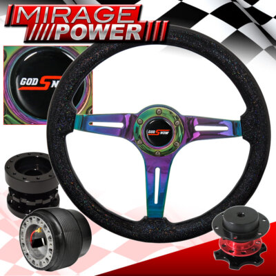 Extender Quick Release For 89-05 Eclipse Sparkle Black Neo Chrome Steering Wheel