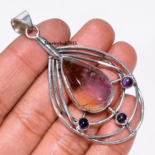 Ametrine Amethyst Vintage Handmade Jewelry 925 Sterling Silver Pendant 2.4" A159