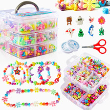 Beads for Kids Crafts, 1100 Jewelry Making Kit Includes Scissor, String, Instruc