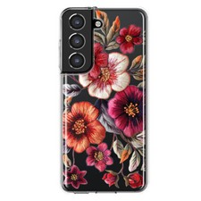 Mundaze Case for Samsung Galaxy S21 Plus Cover Embroidered Pink White Flowers