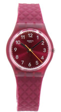 New Swiss Swatch ESSENTIALS REDNEL Burgundy Silicone Watch 34mm GR184 75