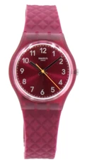 New Swiss Swatch ESSENTIALS REDNEL Burgundy Silicone Watch 34mm GR184 $75