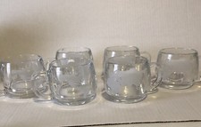 NESTLE World Globe Frosted Etched Glass COFFEE CUPS MUGS Set of 6 vintage1970&rsquo;s