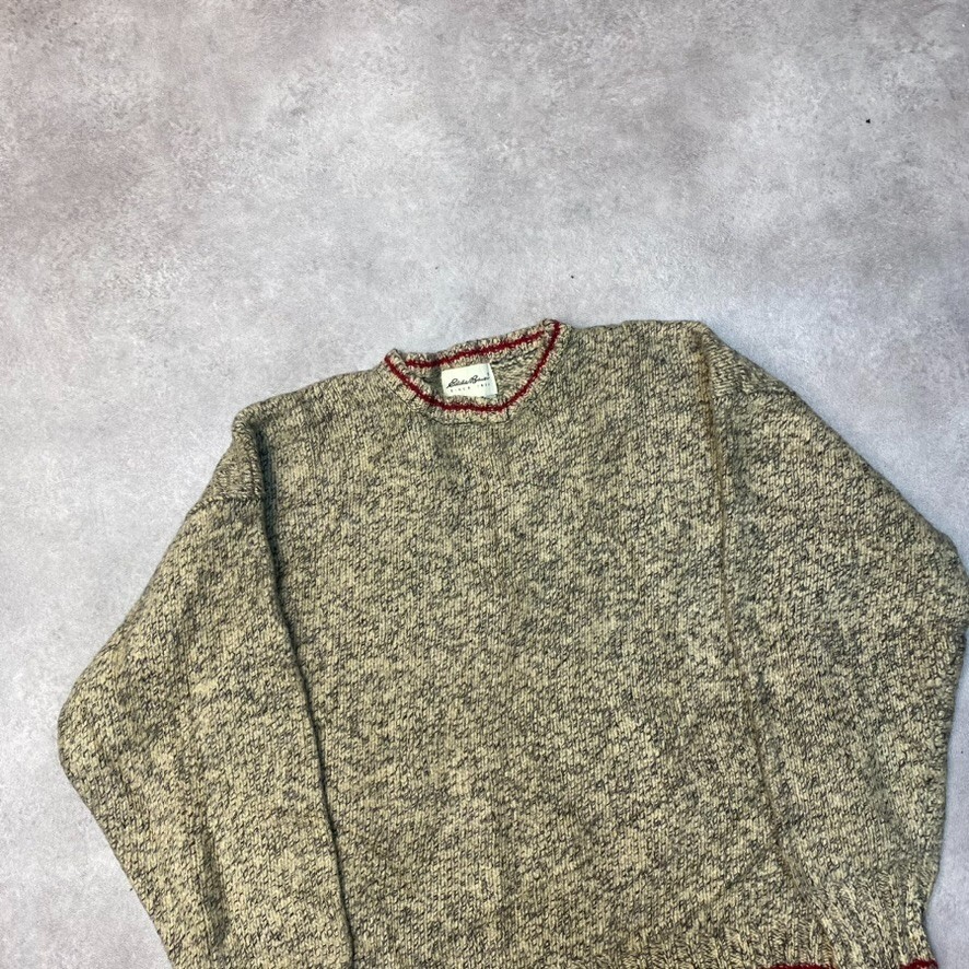 Eddie Bauer Knitted Jumper Mens 2XL Crew Neck Pullover Sweater, Beige image 2