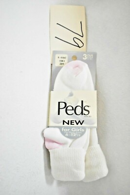 Peds Socks White Bobby Socks Girl's 