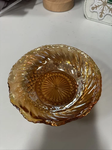 Vintage Carnival Glass Candy Dish Bowl Unbranded 6.5"