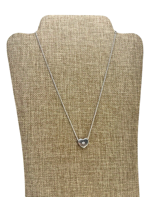 Retired James Avery Sterling Silver Slider Heart Diamond Necklace