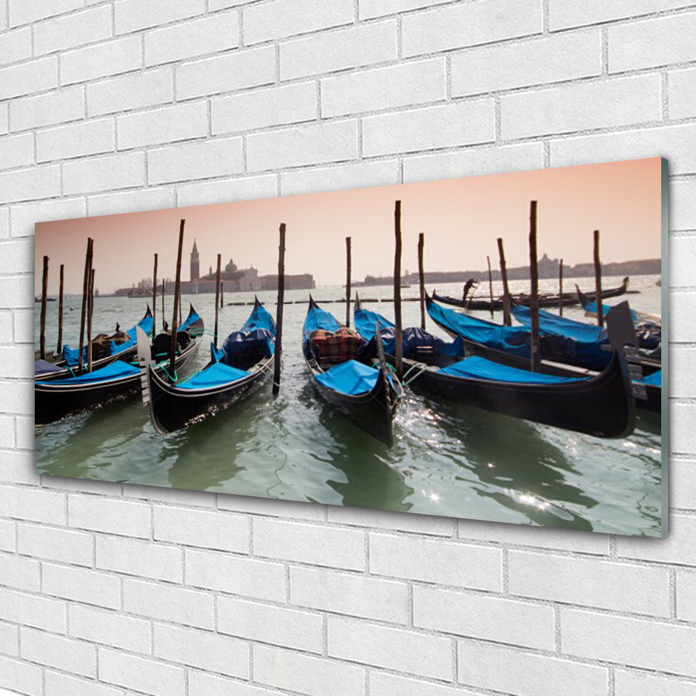 Tableau mural Bateaux Tulup 125x50 cm verre anti-humidité