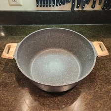 Natural Elements Black Woodstone 12.5" 8.5 Qt Stock Pot Casserole Large