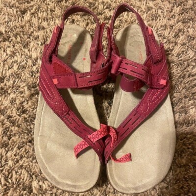 MERRELL Terran Lattice II Sandals J55310 Fuchsia Pink Nubuck Textile Sz 