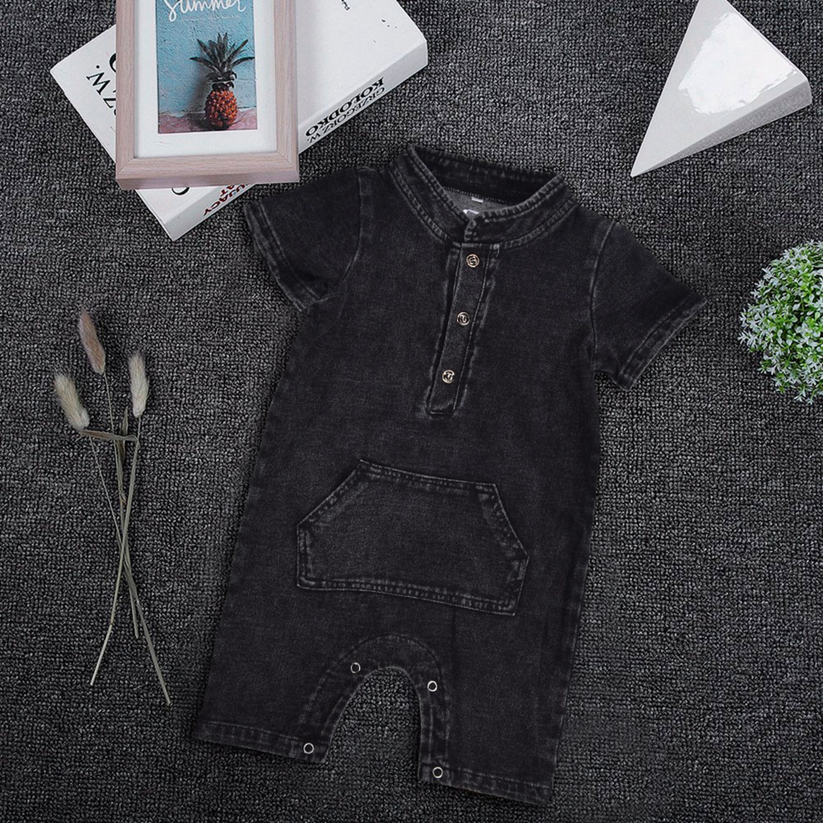 HT1 Baby Boy One‑Piece Romper Bodysuit Short Sleeve Summer Newborn Baby