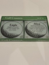 Set Of 6 Tempered Glass Golf Terms Coasters In Box