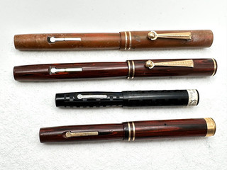 4 LOT VINTAGE 20s WAHL EVERSHARP BCHR EBONITE SELF FILL FOUNTAIN PENS 14K PARTS