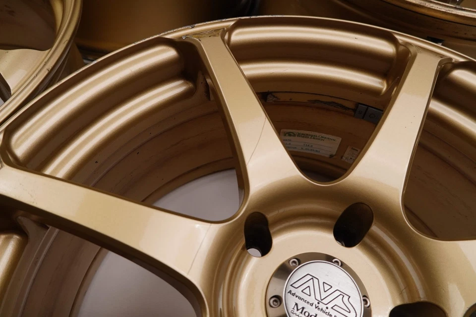 Yokohama AVS Model T7 Wheels 17” 8J +30, 9J +35 (5x114.3) Gold - Image 3 of 4