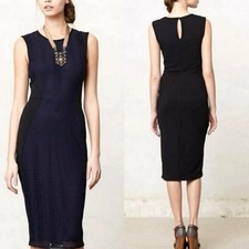 Anthropologie Weston Wear Islington Colorblock Lace Sheath Dress Navy Black S