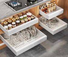 Seinloes 4Pack Expandable Pull Out Cabinet Organizer 21Deep with Raising Pad ...