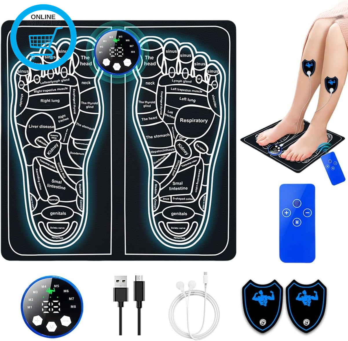 EMS Foot Massager - Electric Foot Massagers for Pain and Circulation with 8 Mode