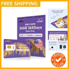 Data SIM Card Compatible with Verizon, AT T and T-Mobile, 4G LTE Data Only S...