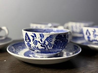 Société Céramique Blue Willow Tea Cups & Saucers Set of 5 Holland Maastricht