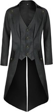 Mens Pirate Coat Steampunk Jacket Tailcoat Renaissance Jacket Halloween Hatte...