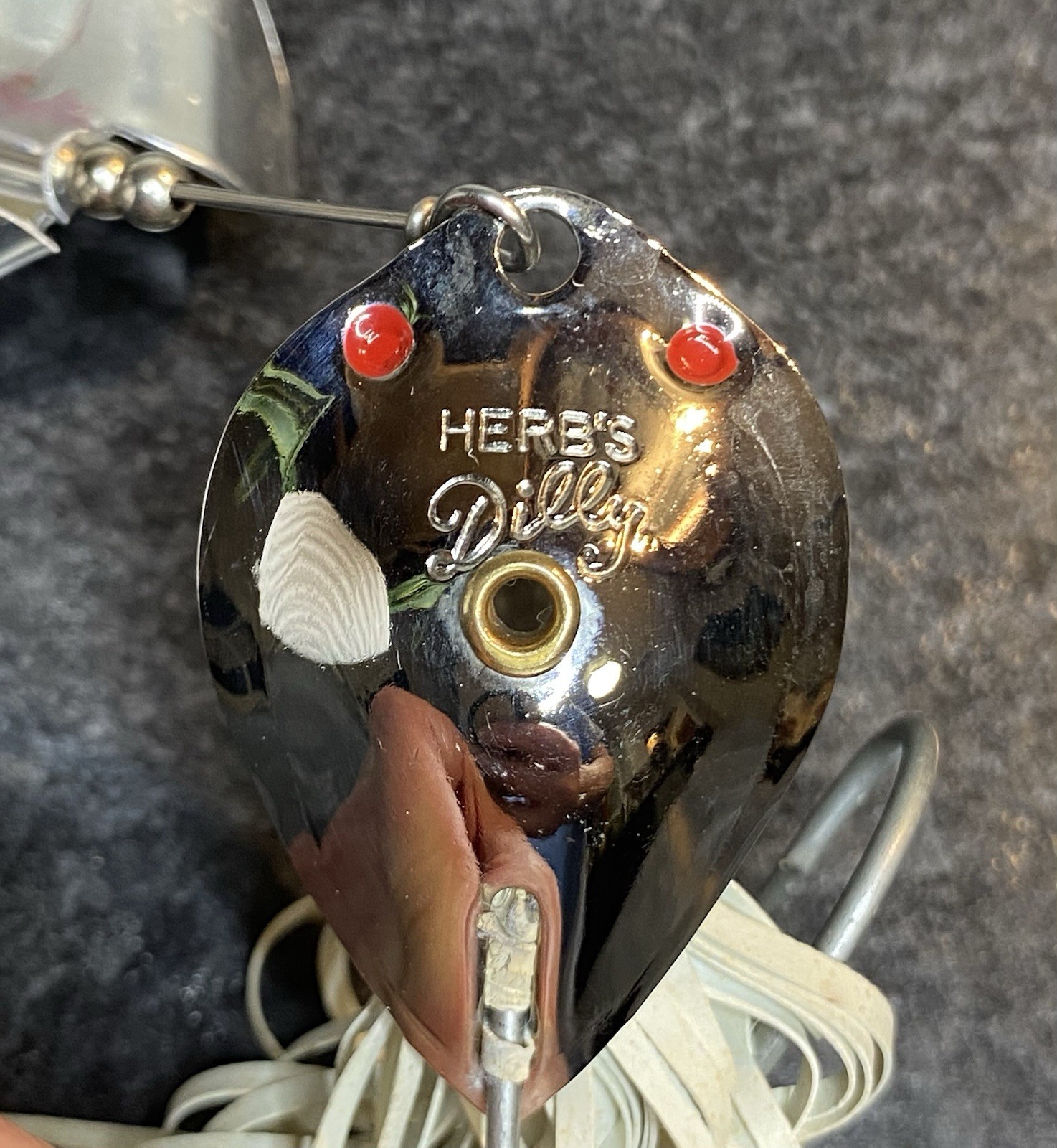 Vtg Lurh Jensen HERB'S Dilly BUZZ Chrome Spoon Buzzbait Topwater 5/8 Fish Lure - Image 3