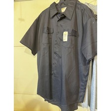 Key Imperial Mens Navy Blue Short Sleeve Work Shirt 2XL Tall USA Made NWT