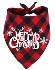 Dog Christmas Bandana Classic Buffalo Plaid Scarf Triangle Bibs Kerchief