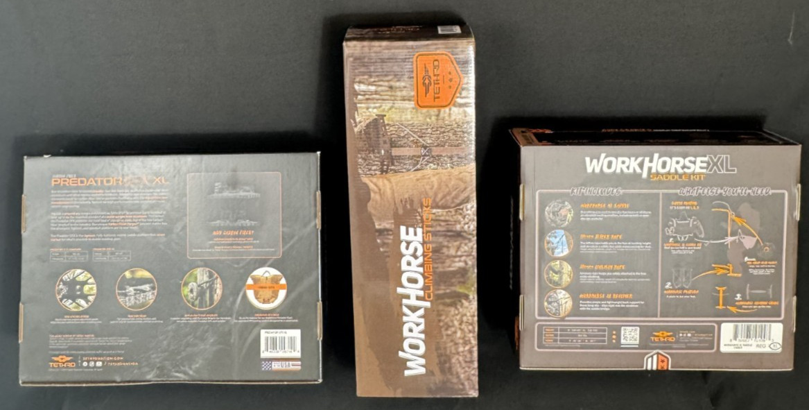 Tethrd Predator CFX XL Saddle Package XL Timber Saddle Kit Workhorse Sticks New