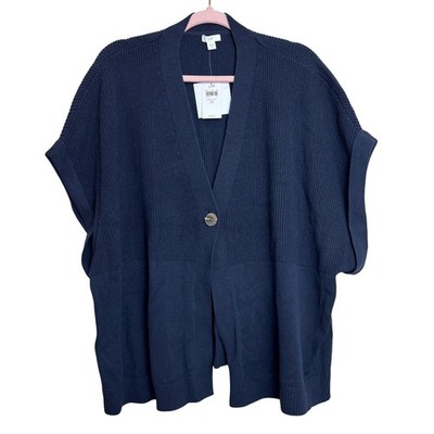 NWT J Jill Navy Blue Ribbed Knit Cardigan Plus Size 2X Chic Elevated Minimalist