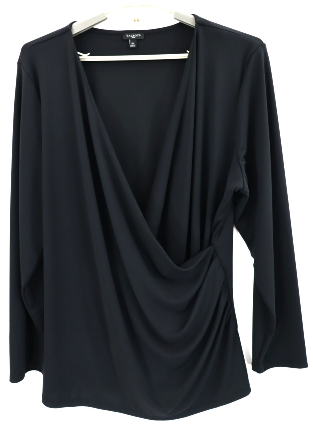 TALBOTS Women's Stretch Polyester Wrap Blouse Lon… - image 1