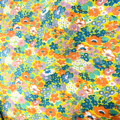 Vintage Liberty? Floral Fabric 2 1/2 Yds by 44" Sewing Groovy 70s Colorful