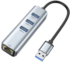 USB 3.0 to Ethernet Adapter,3-Port USB 3.0 Hub with RJ45 10/100/1000 Gigabit ...
