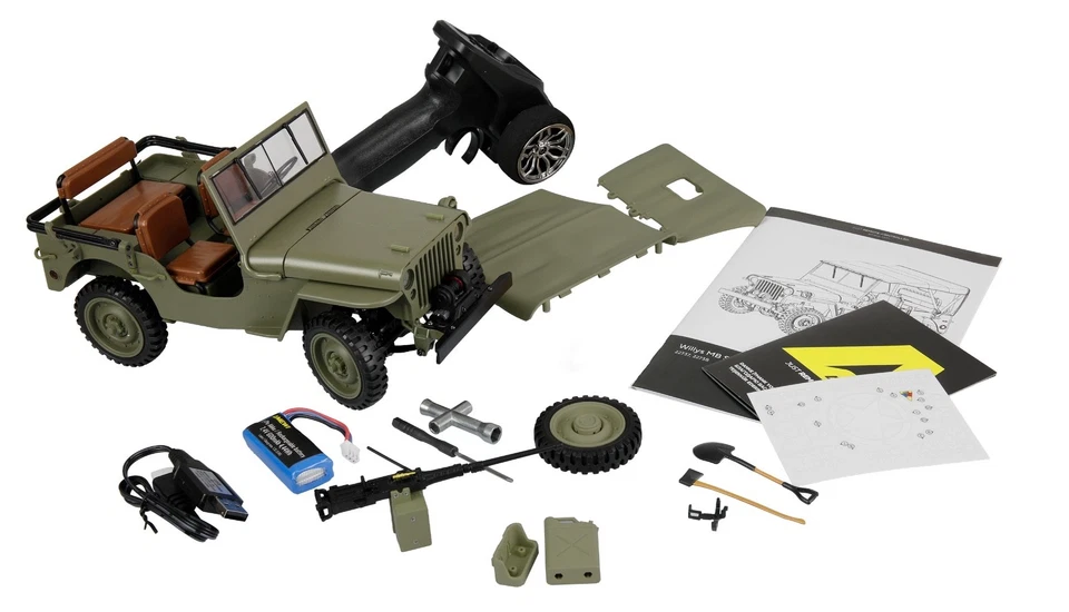 JEEP WILLYS MB MILITARY SCALE CRAWLER 4WD 1:14 RTR 2-GANG LED LICHT AMEWI 22737 - Bild 2 von 4