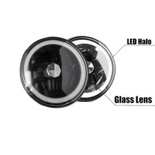 Pair Universal 7 Inch Round Led Headlights Halo Cold White Lh Rh Wo Bulbs