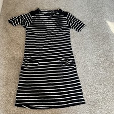 Size 8 dress Black White Stripe  Short Sleeve Knee Length ladies teen warehouse