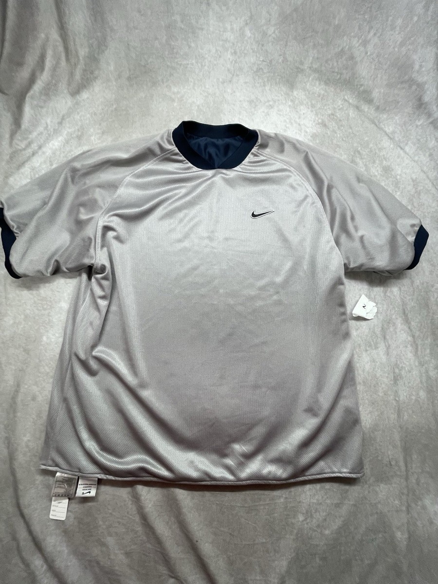 Vintage Y2K Nike Reversible Mesh Basketball Shirt Navy Yellow Gray