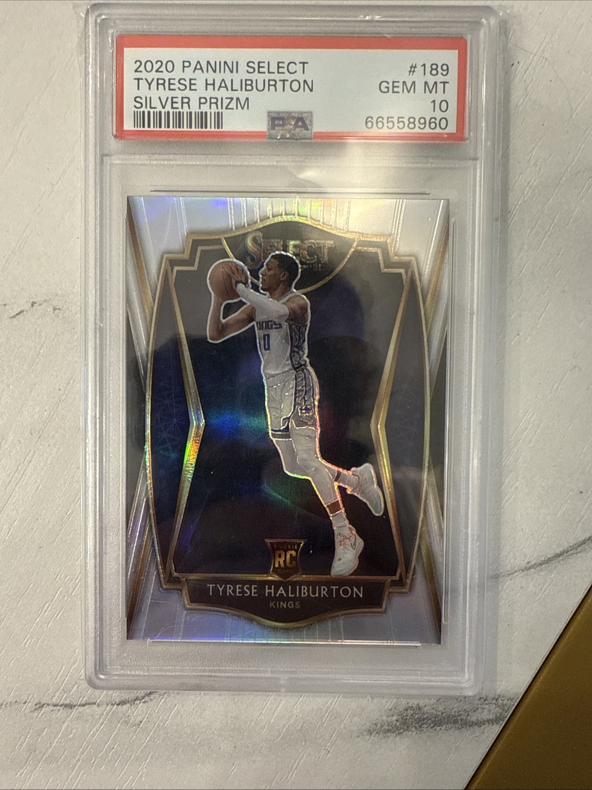 2020-21 Panini Select Premier Level Tyrese Haliburton Silver Prizm Psa 10 Rc