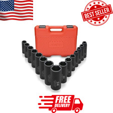 02474a 12 Impact Socket Set 15 Piece Metric Socket Set 10-24 Mm Deep Sockets 02474a 12 Impact Socket Set 15 Piece Metric Socket Set 10-24 Mm Deep Sockets