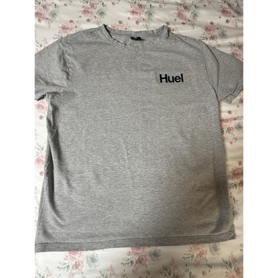 Huel T-Shirt Gray Large Short Sleeve Logo Graphic Tee ''Once a Hueligan''