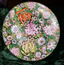 Vintage Mille Fleur Chinese Export Porcelain Famille Rose Plate Floral 10 3/8"