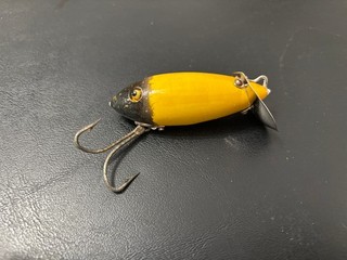 Vintage Heddon wooden Baby Crab fishing lure in a H.T.F. color W/ex. eyes==NICE