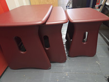 Ercol Set of 3 Rectangular Red Wood Nesting Tables 63W x 41L x 44H