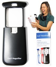 Small Pocket Magnifying Glass 3X with LED Light For Reading Fine Print; Mini Lig