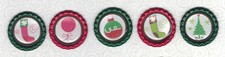 FUNKY CHRISTMAS 502 5 HANDMADE RED/GREEN Bottle Cap Accents HOLIDAYS