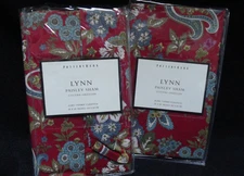 Set of 2 Pottery Barn Lynn Paisley Euro Pillow Shams Burgundy 100% Cotton 26x26