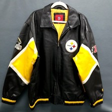 NFL Pittsburgh Steelers Leather Full Zip Jacket Sz XL-For Parts  Repair