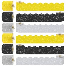 6 Rolls 196.8 Ft Glitter Bulletin Board Borders Set - Multicolor Bulletin Boa...